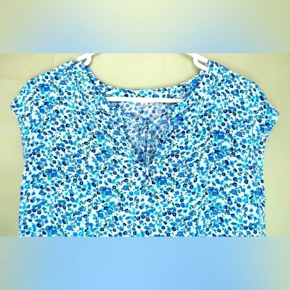 Jane and Delancey Floral Top Blue Boho Hippie Tiered Oversized Blouse Shirt EUC - Picture 2 of 7